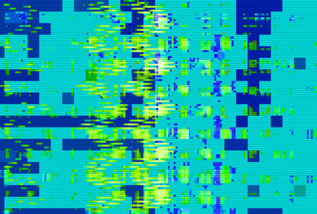 Digital noise background glitch screen turquoise pattern,  abstract distortion.