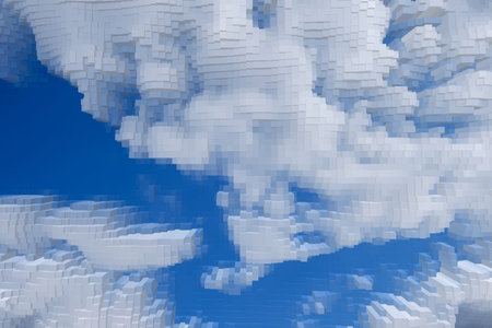 Abstract sky background extrude cube cloud 3d,  render shape.