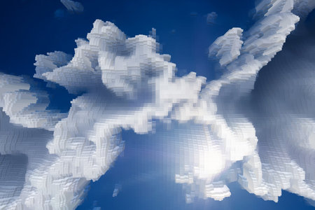 Abstract sky background extrude cube cloud 3d,  illustration cloudscape.