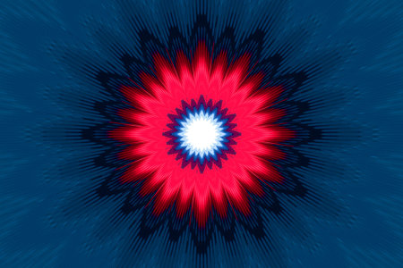 dark blue flower pattern floral kaleidoscope background. illusion mandala.の写真素材