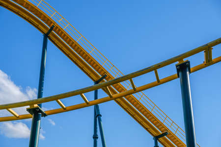 Roller coaster fast Track inside Public Amusement Park.の写真素材