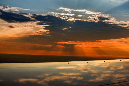 Airplane wing aerial air sky transportation travel,  cloud.の写真素材