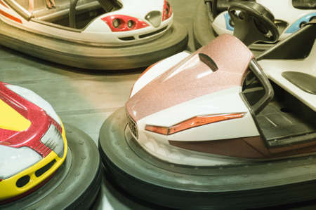 Dodgem Cars on a Fun Fair Amusement Ride in parkの写真素材