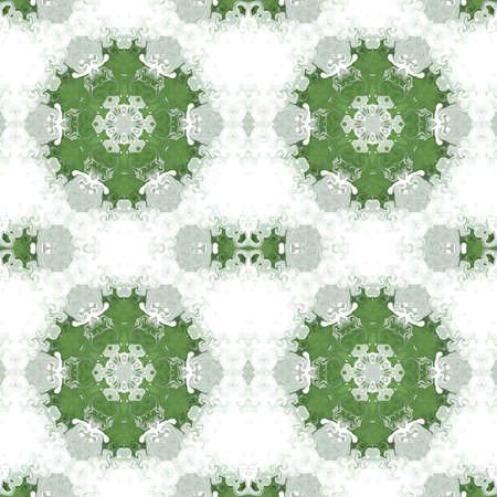 green pattern background symmetry kaleidoscope geometric texture. mandala.の写真素材