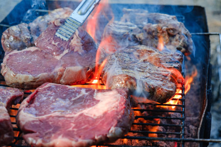 Summer nature grill bbq meat barbecue outdoor,  party picnic.の写真素材