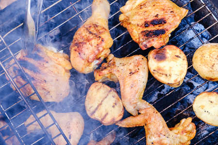 Outdoors barbecue bbq grilling potato food grill, outside