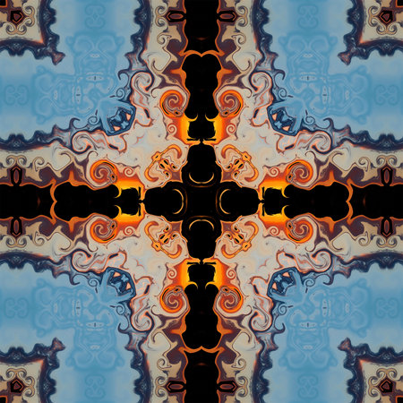 blue pattern kaleidoscope abstract background motif backdrop. texture.