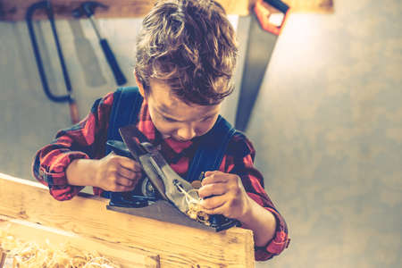Child and fathers day, concept carpenter tool wood gift,  home.の写真素材