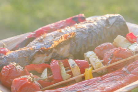 Fish mackerel grill food cooked dinner lunch, steak.