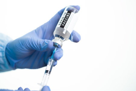Medical vaccine covid-19 for coronavirus, syringe concept protection, medicine clinic.