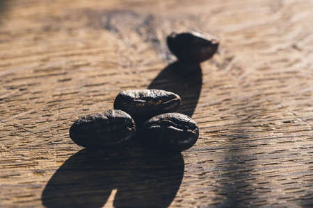 Closeup of coffee beans with macro cropの写真素材