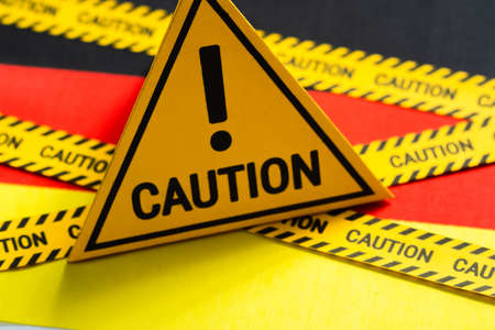 Germany Flag virus 2019-ncov outbreak covid-19 caution quarantine, concept.の写真素材