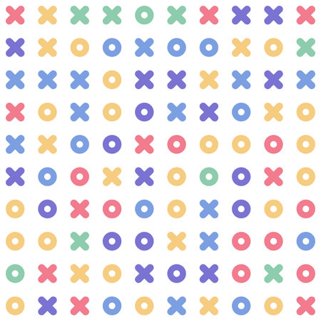 Abstract ornament tic tac toe. Seamless vector wallpaper. Repeat decor of game tic-tac-toe, tile fabric design.のイラスト素材