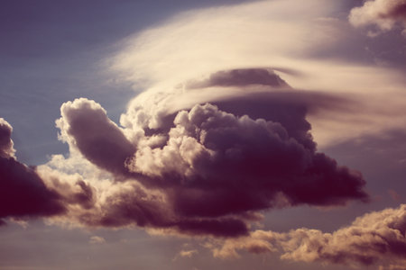 Blue sky with white cloud, nature color light. sun cloudscape