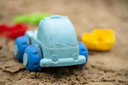 Cute old vintage toy car in park outdoor. adventure travelの写真素材