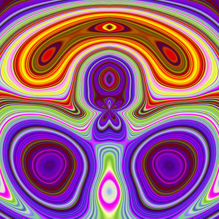 Psychedelic symmetry abstract pattern and hypnotic background texture, crazy design.の写真素材