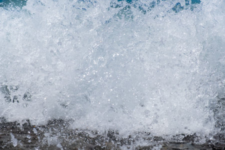 Ocean wave with spray, sea summer blue surf. environment liquid