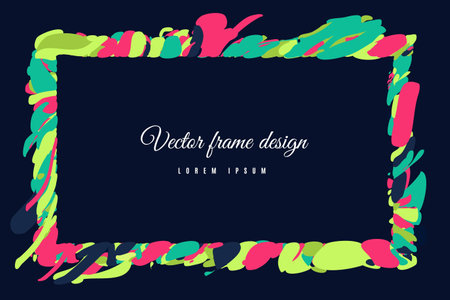 Multicolor Abstract art wave background frame border shape. curve decorationのイラスト素材