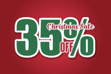 Christmas sales 35% off on red background. Price label sale promotion market discount percent. tag businessのイラスト素材