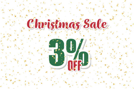 Inscription christmas sale 3% off on a white background with confetti. Price label sale promotion market discount percent. business dealのイラスト素材