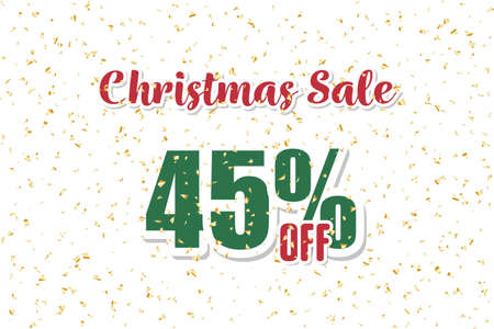 Inscription Christmas 45% sale off on a white background with confetti. Price label sale promotion market discount percent. special retailのイラスト素材