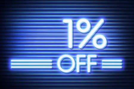 Price label sale promotion market discount percent. banner tag Neon glow numbers 1% offの写真素材