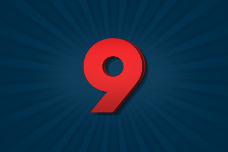 9 nine Number count template poster design background label. anniversary reward