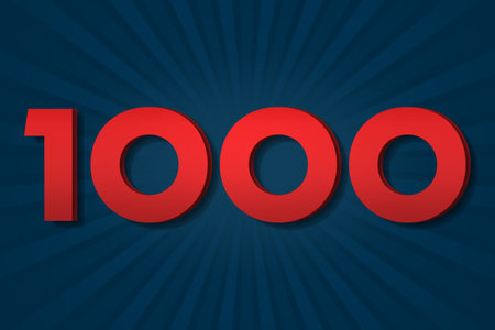 1000 one thousand Number count template poster design background label. abstract reward