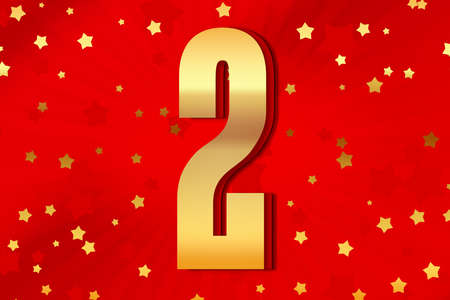 2 two Gold number count template poster design background. icon yearの写真素材