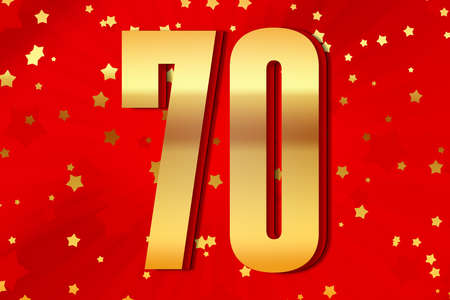 70 seventy Gold number count template poster design background. letterの写真素材