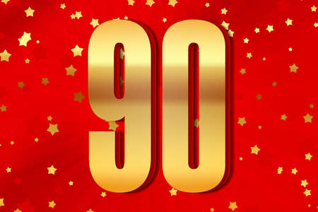 90 ninety Gold number count template poster design background. letter abstractの写真素材