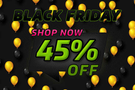 45 forty-five Percent off sale discount shopping banner balloon background. design partyの写真素材