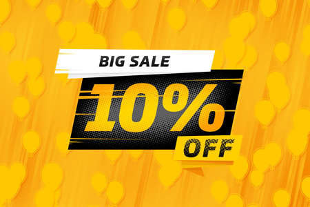 10 ten Percent off sale discount shopping banner balloon yellow. price businessの写真素材