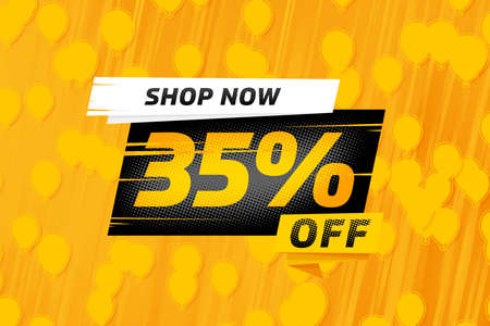 35 thirty-five Percent off sale discount shopping banner balloon yellow. abstract fashionの写真素材