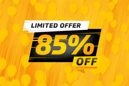 85 eighty-five Percent off sale discount shopping banner balloon yellow. shop promotionの写真素材