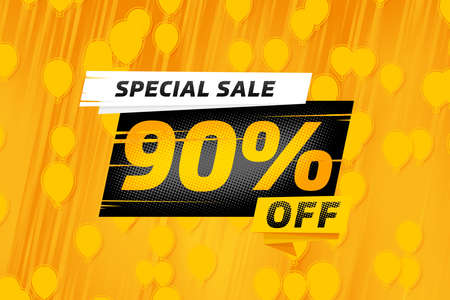 90 ninety Percent off sale discount shopping banner balloon yellow. designの写真素材