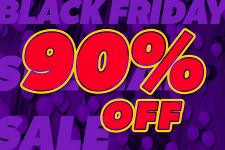 90 ninety Percent off sale discount shopping banner balloon red. black priceの写真素材