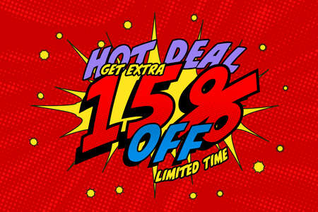 15 fifteen Percent off sale discount shopping banner balloon cartoon. price offerの写真素材