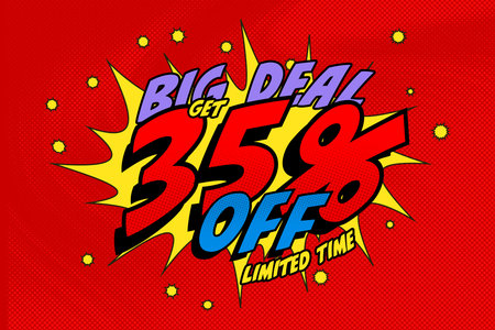 35 thirty-five Percent off sale discount shopping banner balloon cartoon. offer priceの写真素材