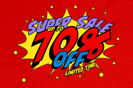 70 seventy Percent off sale discount shopping banner balloon cartoon. promotion businessの写真素材