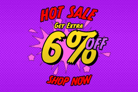 6 six Percent off sale discount shopping banner balloon cartoon. shop designの写真素材