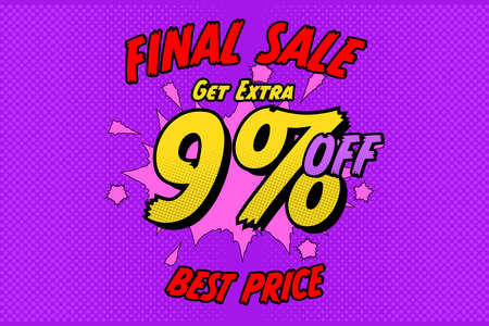 9 nine Percent off sale discount shopping banner balloon cartoon. business shopの写真素材