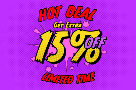 15 fifteen Percent off sale discount shopping banner balloon cartoon. posterの写真素材