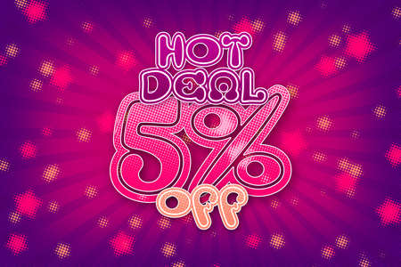 5 five Percent off super sale shopping halftone banner background design. hot sale discountの写真素材