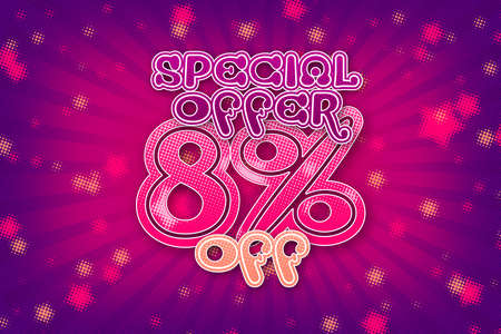 8 eight Percent off super sale shopping halftone banner background design. offer discountの写真素材