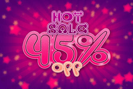 45 forty-five Percent off super sale shopping halftone banner background design. limited sale hot saleの写真素材