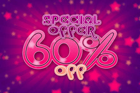 60 sixty Percent off super sale shopping halftone banner background design. hot sale percentの写真素材