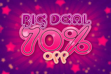 70 seventy Percent off super sale shopping halftone banner background design. limited sale percentの写真素材