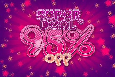95 ninety-five Percent off super sale shopping halftone banner background design. sale percentの写真素材