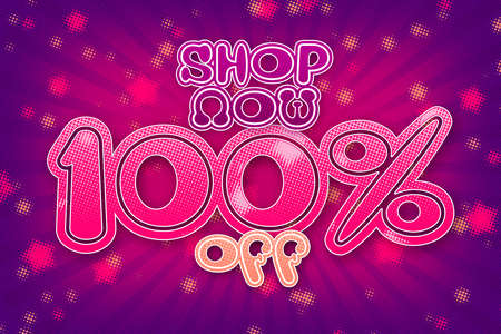 100 one hundred Percent off super sale shopping halftone banner background design. mega sale final saleの写真素材